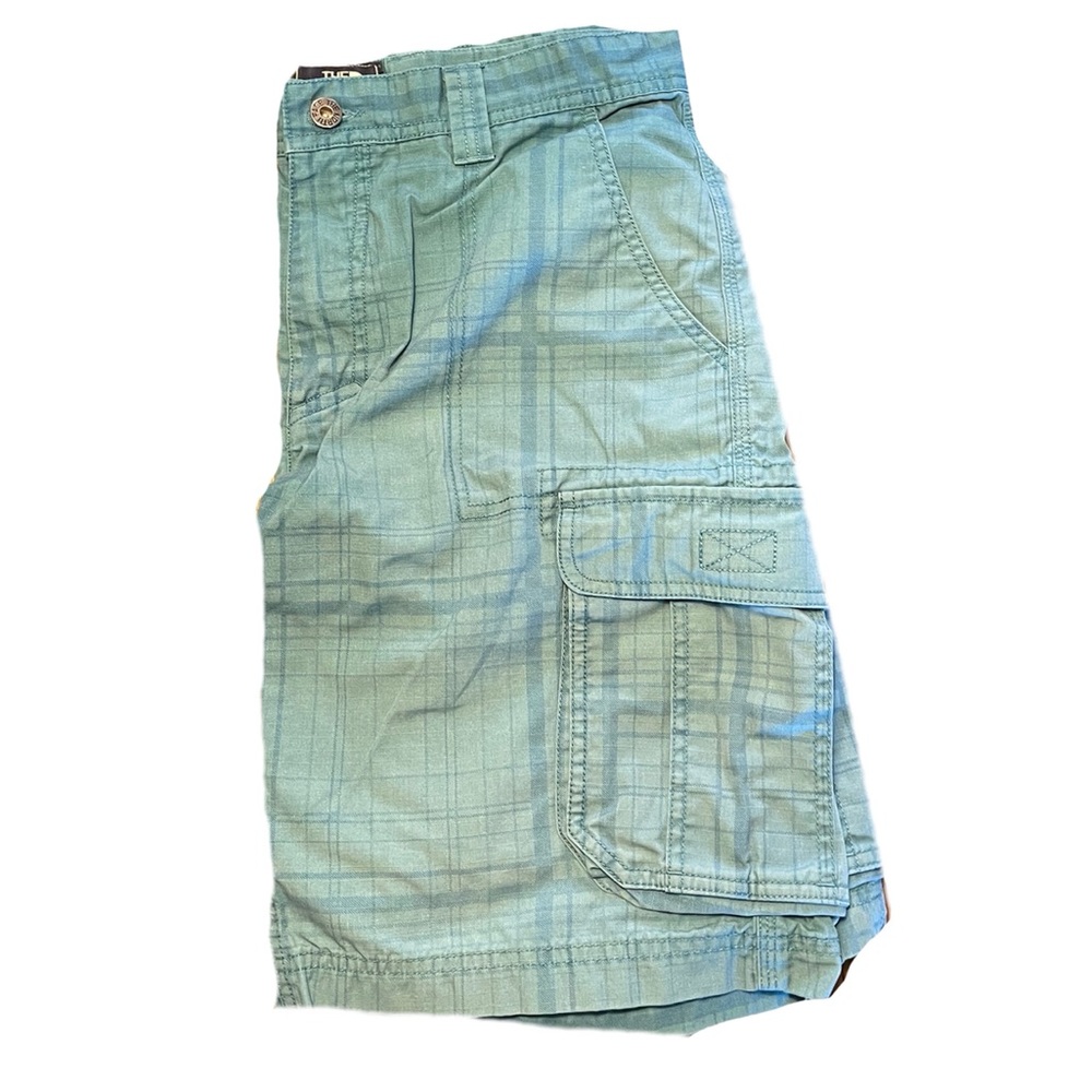 The North Face Blue Plaid Cargo Shorts